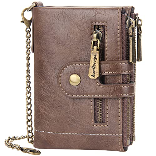 YBAAKZIIR Weiche Leder-Brieftasche mit DREI Fächern, Herren-Geldbörse, PU-Leder, RFID-blockierend, zweifach faltbar, 9,9 x 3,0 x 13 cm, Mehrfarbig(Brown1) von YBAAKZIIR