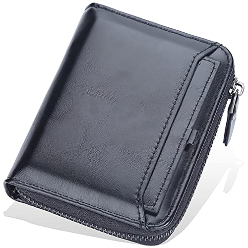 YBAAKZIIR Weiche Leder-Brieftasche mit DREI Fächern, Herren Geldbörse Mehrfarbig(Blacka) von YBAAKZIIR