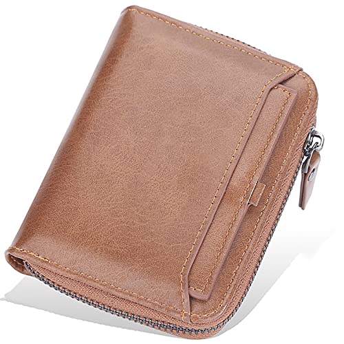 YBAAKZIIR Weiche Leder-Brieftasche mit DREI Fächern, Herren Geldbörse Mehrfarbig(Browna) von YBAAKZIIR