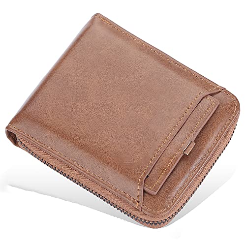 YBAAKZIIR Weiche Leder-Brieftasche mit DREI Fächern, Herren Geldbörse Mehrfarbig(Brownb) von YBAAKZIIR