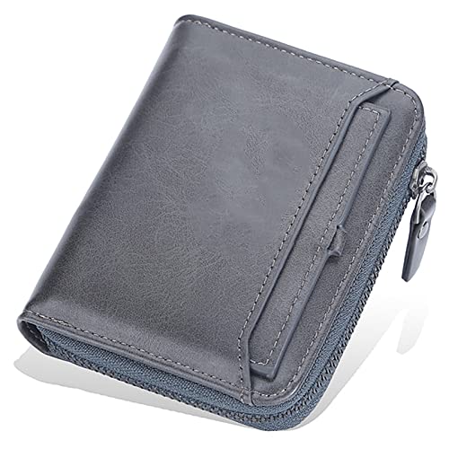 YBAAKZIIR Weiche Leder-Brieftasche mit DREI Fächern, Herren Geldbörse Mehrfarbig(Graya) von YBAAKZIIR