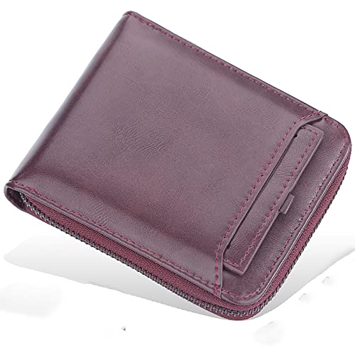 YBAAKZIIR Weiche Leder-Brieftasche mit DREI Fächern, Herren Geldbörse Mehrfarbig(Purpleb) von YBAAKZIIR