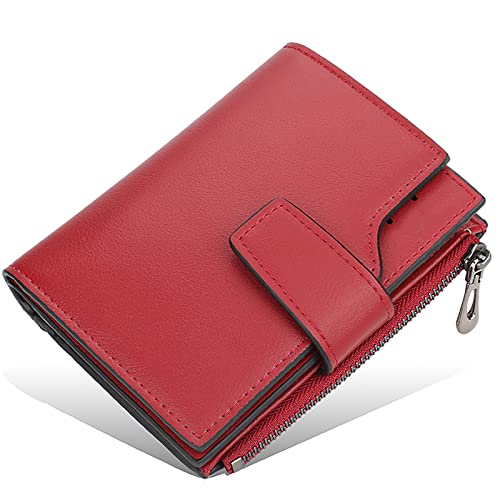 YBAAKZIIR Weiche Leder-Brieftasche mit DREI Fächern, Herren Geldbörse Mehrfarbig(Red) von YBAAKZIIR
