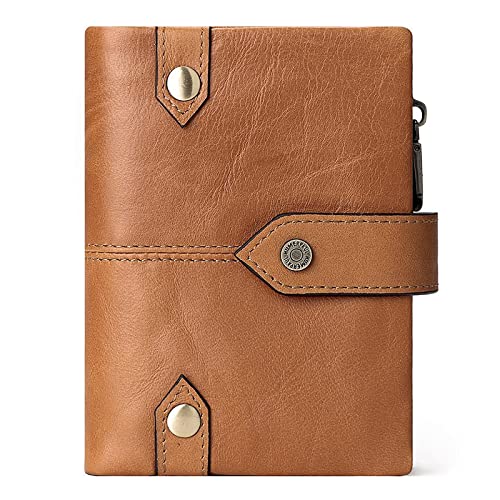 YBAAKZIIR Weiche Leder-Brieftasche mit DREI Fächern, Herren-Geldbörse aus Leder, RFID-blockierend, Mehrfarbig, 9,4 x 3,1 x 13 cm(Oranje) von YBAAKZIIR