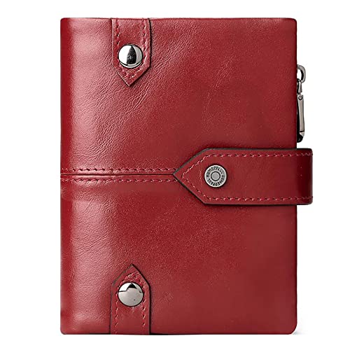 YBAAKZIIR Weiche Leder-Brieftasche mit DREI Fächern, Herren-Geldbörse aus Leder, RFID-blockierend, Mehrfarbig, 9,4 x 3,1 x 13 cm(Red) von YBAAKZIIR
