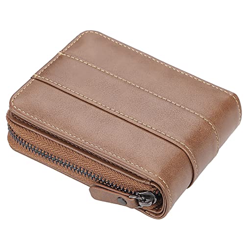 YBAAKZIIR Weiche Leder-Brieftasche mit DREI Fächern, Herren-Geldbörse aus Leder, zweifach faltbar, RFID-blockierend, schmal, 13 Kartenfächer, Münzfach, Braun/Schwarz, 9 x 3 x 12 cm(Unique Colour) von YBAAKZIIR