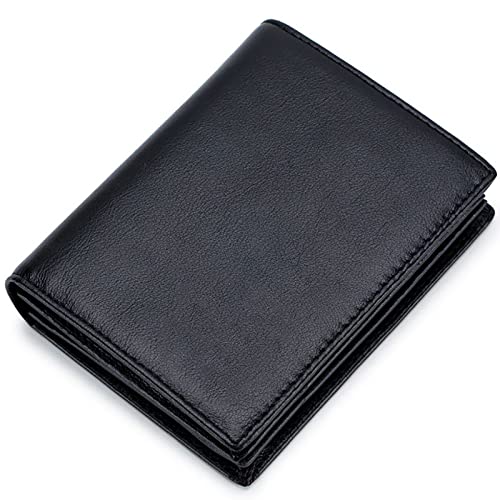 YBAAKZIIR Weiche Leder-Brieftasche mit DREI Fächern, Herren-Geldbörse aus Leder mit RFID-Blockierung, 16 Kartenfächer, 9,5 x 2,5 x 12 cm, Mehrfarbig(Black,Without Box) von YBAAKZIIR