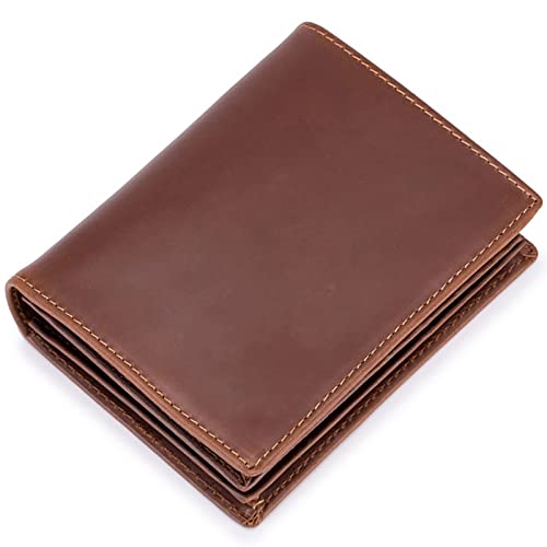 YBAAKZIIR Weiche Leder-Brieftasche mit DREI Fächern, Herren-Geldbörse aus Leder mit RFID-Blockierung, 16 Kartenfächer, 9,5 x 2,5 x 12 cm, Mehrfarbig(Bruin,Without Box) von YBAAKZIIR