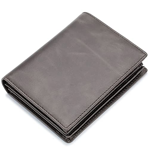 YBAAKZIIR Weiche Leder-Brieftasche mit DREI Fächern, Herren-Geldbörse aus Leder mit RFID-Blockierung, 16 Kartenfächer, 9,5 x 2,5 x 12 cm, Mehrfarbig(Grijs,Without Box) von YBAAKZIIR
