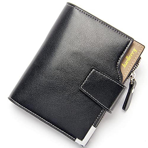 YBAAKZIIR Weiche Leder-Brieftasche mit DREI Fächern, Herren-Geldbörse aus Leder mit RFID-Blockierung und Münzfach, Mehrfarbig, 12 x 2 x 9,5 cm(Black) von YBAAKZIIR