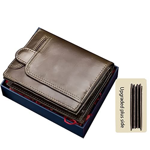 YBAAKZIIR Weiche Leder-Brieftasche mit DREI Fächern, Herren-Geldbörse aus Leder mit RFID-Schutz, 17 Kartenfächern, Geschenkbox, 12,1 x 2,5 x 9,9 cm(Bruin,B) von YBAAKZIIR