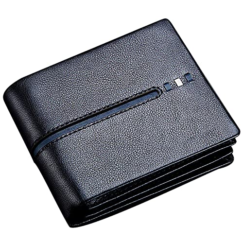 YBAAKZIIR Weiche Leder-Brieftasche mit DREI Fächern, Herren-Geldbörse aus Leder mit Reißverschluss, 11 Kartenfächern, 2 Fotofächern, 2 Geldscheinfächern, Mehrfarbig(Black) von YBAAKZIIR