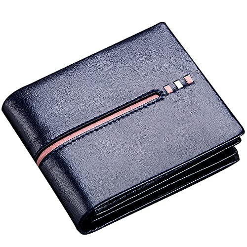 YBAAKZIIR Weiche Leder-Brieftasche mit DREI Fächern, Herren-Geldbörse aus Leder mit Reißverschluss, 11 Kartenfächern, 2 Fotofächern, 2 Geldscheinfächern, Mehrfarbig(Blu) von YBAAKZIIR