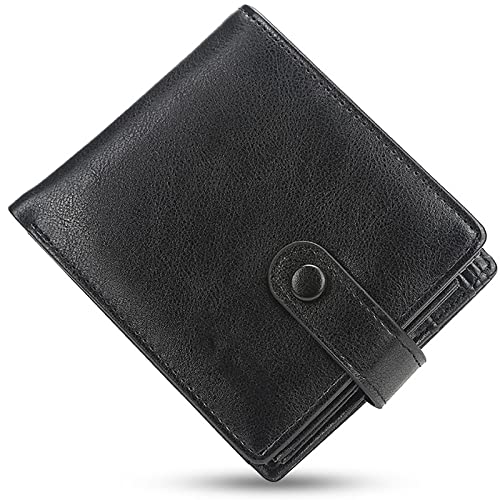 YBAAKZIIR Weiche Leder-Brieftasche mit DREI Fächern, Herren-Geldbörse aus PU-Leder mit RFID-Blockierung, 10 Kartenfächer, 2 Geldscheinfächer, Münzfach, 9,4 x 2 x 11,9 cm, Mehrfarbig(Black) von YBAAKZIIR