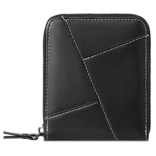 YBAAKZIIR Weiche Leder-Brieftasche mit DREI Fächern, Herren-Geldbörse aus PU-Leder mit RFID-Schutz und 10 Kartenfächern, Münz- und Bargeldfächern, Mehrfarbig(Black) von YBAAKZIIR
