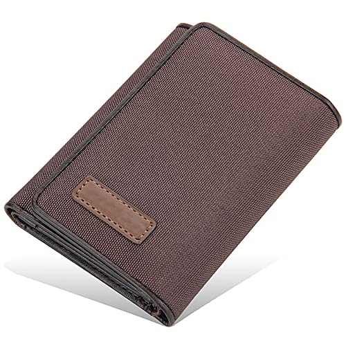 YBAAKZIIR Weiche Leder-Brieftasche mit DREI Fächern, Herren-Geldbörse aus echtem Leder mit RFID-Schutz, schmal, 8 Kartenfächer, 1 Ausweisfach, Mehrfarbig, 8,5 x 2 x 11 cm(Bruin) von YBAAKZIIR