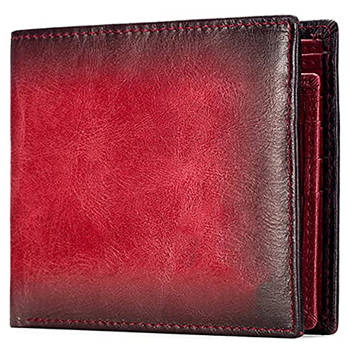 YBAAKZIIR Weiche Leder-Brieftasche mit DREI Fächern, Herren-Geldbörse aus weichem RFID-Leder mit 14 Kartenfächern, Mehrfarbig, 9,5 x 1,5 x 9,9 cm(Red,Without Box) von YBAAKZIIR