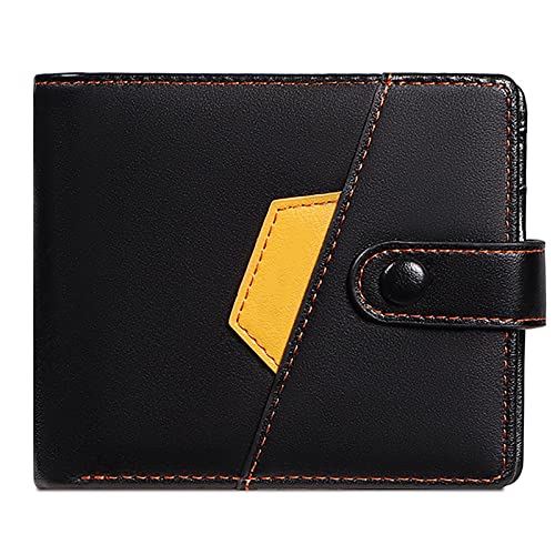 YBAAKZIIR Weiche Leder-Brieftasche mit DREI Fächern, Herren-Geldbörse mit RFID-Blockierung und Fächern for Karten, Münzen und Bargeld, 9,5 x 3 x 11,5 cm, Braun/Schwarz(Black) von YBAAKZIIR
