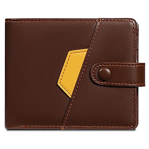 YBAAKZIIR Weiche Leder-Brieftasche mit DREI Fächern, Herren-Geldbörse mit RFID-Blockierung und Fächern for Karten, Münzen und Bargeld, 9,5 x 3 x 11,5 cm, Braun/Schwarz(Bruin) von YBAAKZIIR