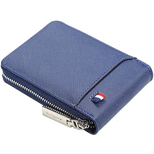 YBAAKZIIR Weiche Leder-Brieftasche mit DREI Fächern, Herren-Geldbörse mit RFID-Blockierung und Mehreren Kartenfächern, PU-Leder, Mehrfarbig(Blu) von YBAAKZIIR