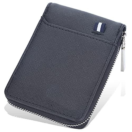 YBAAKZIIR Weiche Leder-Brieftasche mit DREI Fächern, Herren-Geldbörse mit RFID-Blockierung und Mehreren Kartenfächern, PU-Leder, Mehrfarbig(Grijs) von YBAAKZIIR