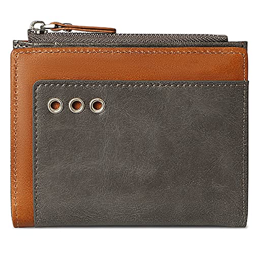 YBAAKZIIR Weiche Leder-Brieftasche mit DREI Fächern, Herren Leder Geldbörse mit 8 Kartenfächern 1 Münzfach 1 Bargeldfach Mehrfarbig(Grijs) von YBAAKZIIR