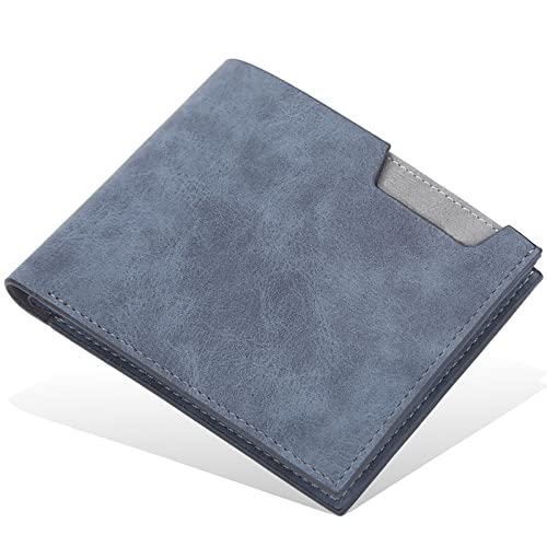 YBAAKZIIR Weiche Leder-Brieftasche mit DREI Fächern, Herren RFID Bifold Geldbörse Mehrfarbig(Blu) von YBAAKZIIR
