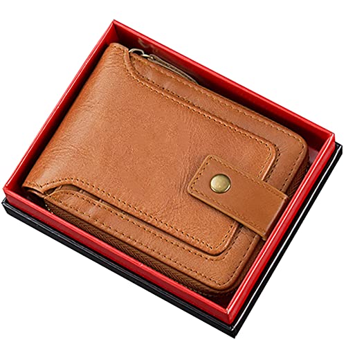 YBAAKZIIR Weiche Leder-Brieftasche mit DREI Fächern, Herren RFID Multi-Card Reißverschluss Geldbörse mit Fotoschlitz Mehrfarbig 4.72x0.98x3.54in(Unique Colour,with Box) von YBAAKZIIR