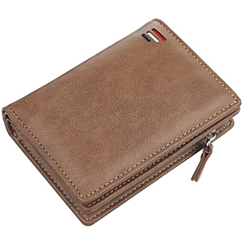 YBAAKZIIR Weiche Leder-Brieftasche mit DREI Fächern, Herren RFID-Schutz Schlanke Geldbörse 3,54 x 0,98 x 4,72 Zoll Mehrfarbig(Unique Colour) von YBAAKZIIR