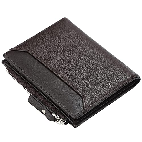 YBAAKZIIR Weiche Leder-Brieftasche mit DREI Fächern, Herren RFID-blockierende Geldbörse, zweifach gefaltet, schmal, mit Reißverschluss, Münzfach, Kartenhalter, Ausweisfenster, Schwarz/Grau(Grijs) von YBAAKZIIR