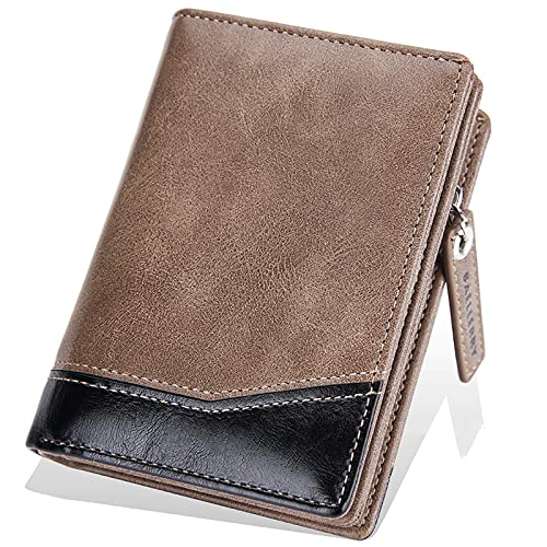YBAAKZIIR Weiche Leder-Brieftasche mit DREI Fächern, RFID-blockierende Geldbörse for Herren mit Ausweisfenster und Kartenfächern, Mehrfarbig, 3,54 x 1,37 x 4,72 Zoll(Unique Colour) von YBAAKZIIR