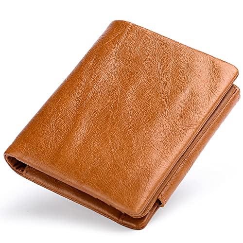 YBAAKZIIR Weiche Leder-Brieftasche mit DREI Fächern, RFID-blockierende Herren-Geldbörse mit 12 Kartenfächern, Mehrfarbig, 10 x 1,5 x 9,5 cm(Oranje) von YBAAKZIIR