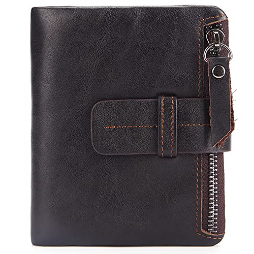 YBAAKZIIR Weiche Leder-Brieftasche mit DREI Fächern, RFID-blockierendes, zweifach faltbares, schmales Kartenetui aus echtem Leder for Herren in Schwarz, Braun, Grau(Grijs) von YBAAKZIIR