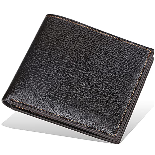 YBAAKZIIR Weiche Leder-Brieftasche mit DREI Fächern, RFID-blockierendes, zweifach gefaltetes Portemonnaie, 11,5 x 1,9 x 9 cm, 1 Kartenfach, 3 Magnetfächer, 2 Banknotenfächer, Grau und Schwarz(Grijs) von YBAAKZIIR