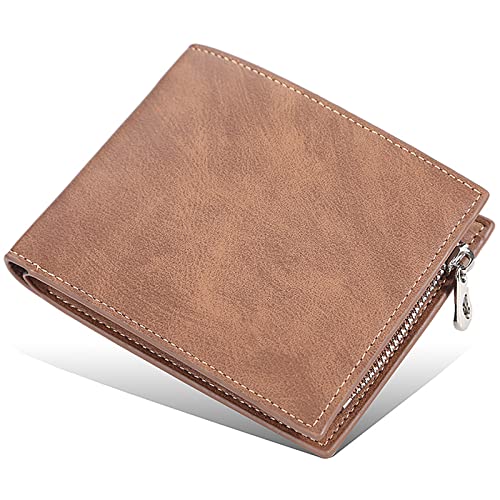 YBAAKZIIR Weiche Leder-Brieftasche mit DREI Fächern, Schlanke, zweifach Faltbare Herren-Geldbörse aus Leder mit RFID-Schutz, mehrere Kartenfächer, Mehrfarbig(Unique Colour) von YBAAKZIIR