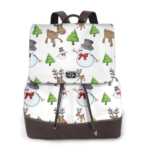 Modischer Damen-Rucksack mit Aufschrift "Merry Christmas", PU-Leder, Handtasche, wasserdichter Rucksack, Reiserucksack mit Klappe, Schwarz , Einheitsgröße von YBAZYBXY
