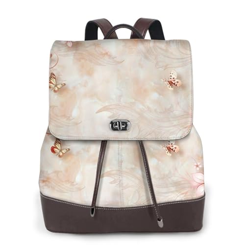 Modischer Damen-Rucksack mit Blumendruck, PU-Leder, Handtasche, wasserdichter Rucksack, Reiserucksack mit Klappe, Schwarz , Einheitsgröße von YBAZYBXY