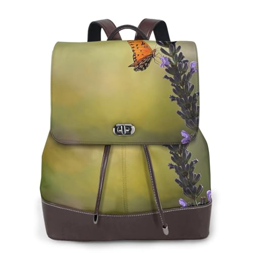 Modischer Damen-Rucksack mit Blumendruck, PU-Leder, Handtasche, wasserdichter Rucksack, Reiserucksack mit Klappe, Schwarz , Einheitsgröße von YBAZYBXY