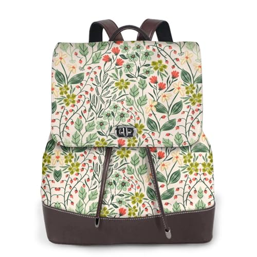 Modischer Damen-Rucksack mit Rosenmuster, PU-Leder, Handtasche, wasserdichter Rucksack, Reiserucksack mit Klappe, Schwarz , Einheitsgröße von YBAZYBXY