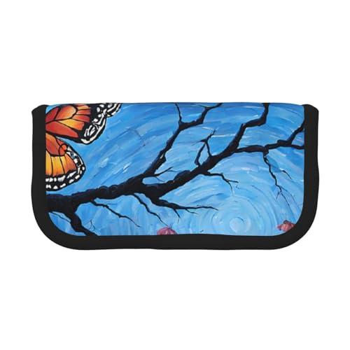 YBAZYBXY Art Blue Libellen-Print Canvas Füllfederhalter Tasche Stilvolle Stifteetui Organizer Tasche Make-up Taschen für den täglichen Gebrauch auf Reisen, Schwarz , Einheitsgröße, Kosmetikkoffer von YBAZYBXY