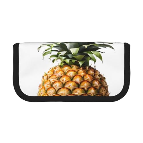 YBAZYBXY Federmäppchen aus Segeltuch mit Ananas-Muster, stilvolles Federmäppchen, Make-up-Tasche, für den täglichen Gebrauch auf Reisen, Schwarz , Einheitsgröße, Kosmetikkoffer von YBAZYBXY
