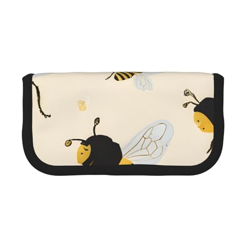 YBAZYBXY Federmäppchen aus Segeltuch mit Bienenmuster, stilvolles Stifteetui, Make-up-Tasche, für den täglichen Gebrauch auf Reisen, Schwarz , Einheitsgröße, Kosmetikkoffer von YBAZYBXY