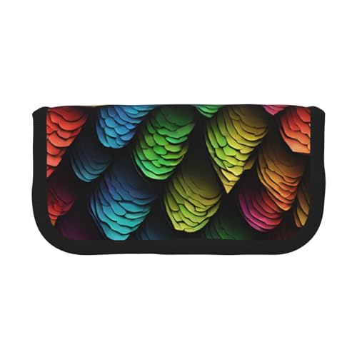 YBAZYBXY Federmäppchen aus Segeltuch mit Drachen-Schuppen-Druck, stilvolles Stifteetui, Make-up-Tasche, für den täglichen Gebrauch auf Reisen, Schwarz , Einheitsgröße, Kosmetikkoffer von YBAZYBXY