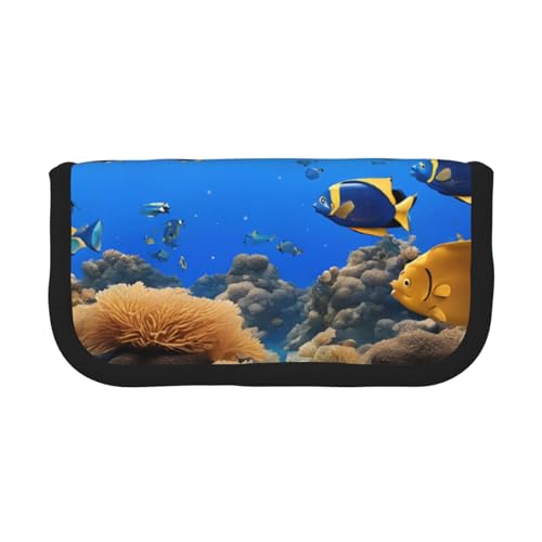 YBAZYBXY Federmäppchen aus Segeltuch mit Fischmuster, stilvolles Federmäppchen, Make-up-Tasche, für den täglichen Gebrauch auf Reisen, Schwarz , Einheitsgröße, Kosmetikkoffer von YBAZYBXY