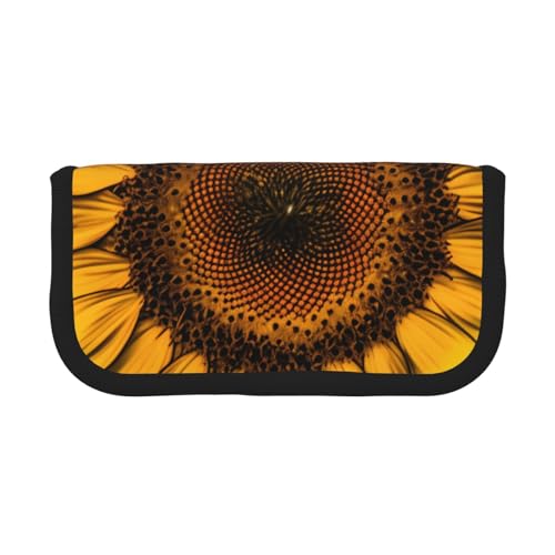 YBAZYBXY Federmäppchen aus Segeltuch mit Sonnenblumen-Muster, stilvolles Federmäppchen, Make-up-Tasche, für den täglichen Gebrauch auf Reisen, Schwarz , Einheitsgröße, Kosmetikkoffer von YBAZYBXY