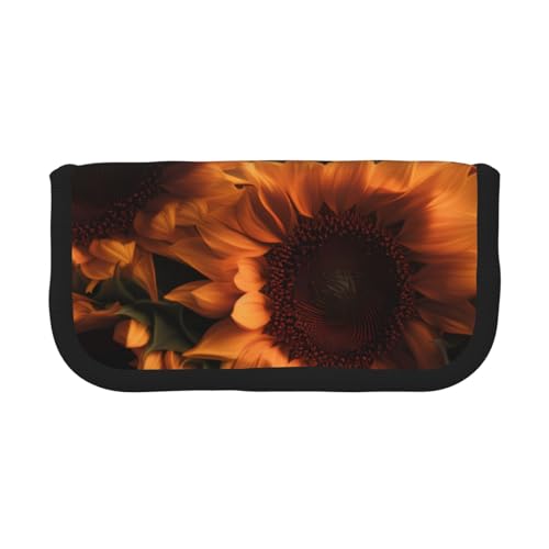 YBAZYBXY Federmäppchen aus Segeltuch mit Sonnenblumenmuster, stilvolles Federmäppchen, Make-up-Tasche, für den täglichen Gebrauch auf Reisen, Schwarz , Einheitsgröße, Kosmetikkoffer von YBAZYBXY