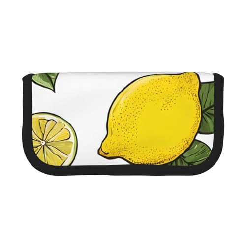 YBAZYBXY Federmäppchen aus Segeltuch mit Zitronenfrucht-Muster, stilvolles Federmäppchen, Make-up-Tasche, für den täglichen Gebrauch auf Reisen, Schwarz , Einheitsgröße, Kosmetikkoffer von YBAZYBXY