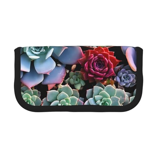 YBAZYBXY Federmäppchen aus Segeltuch mit buntem Sukkulenten-Druck, stilvolles Federmäppchen, Organizer-Tasche, Make-up-Tasche, für den täglichen Gebrauch auf Reisen, Schwarz , Einheitsgröße, YBAZYBXY Federmäppchen aus Segeltuch mit buntem Sukkulenten-Druck, stilvolles Federmäppchen, Organizer-Tasche, Make-up-Tasche, für den täglichen Gebrauch auf Reisen, Schwarz , Einheitsgröße, von YBAZYBXY