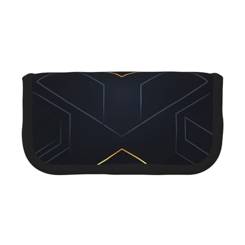 YBAZYBXY Federmäppchen aus Segeltuch mit geometrischen Linien, stilvolles Federmäppchen, Make-up-Tasche, für den täglichen Gebrauch auf Reisen, Schwarz , Einheitsgröße, Kosmetikkoffer von YBAZYBXY