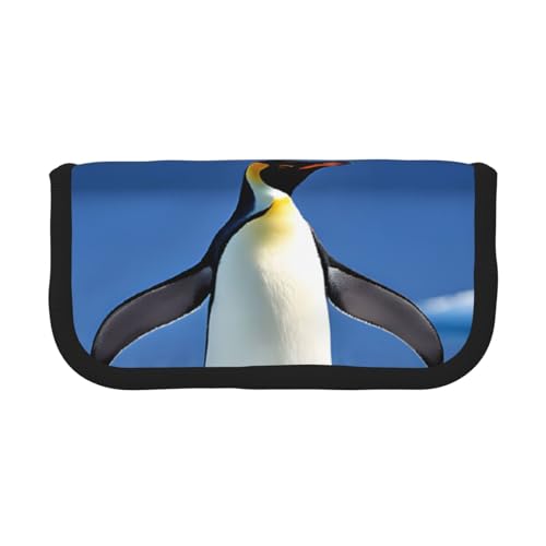YBAZYBXY Federmäppchen aus Segeltuch mit niedlichem Pinguin-Druck, stilvolles Federmäppchen, Make-up-Tasche, für den täglichen Gebrauch auf Reisen, Schwarz , Einheitsgröße, Kosmetikkoffer von YBAZYBXY